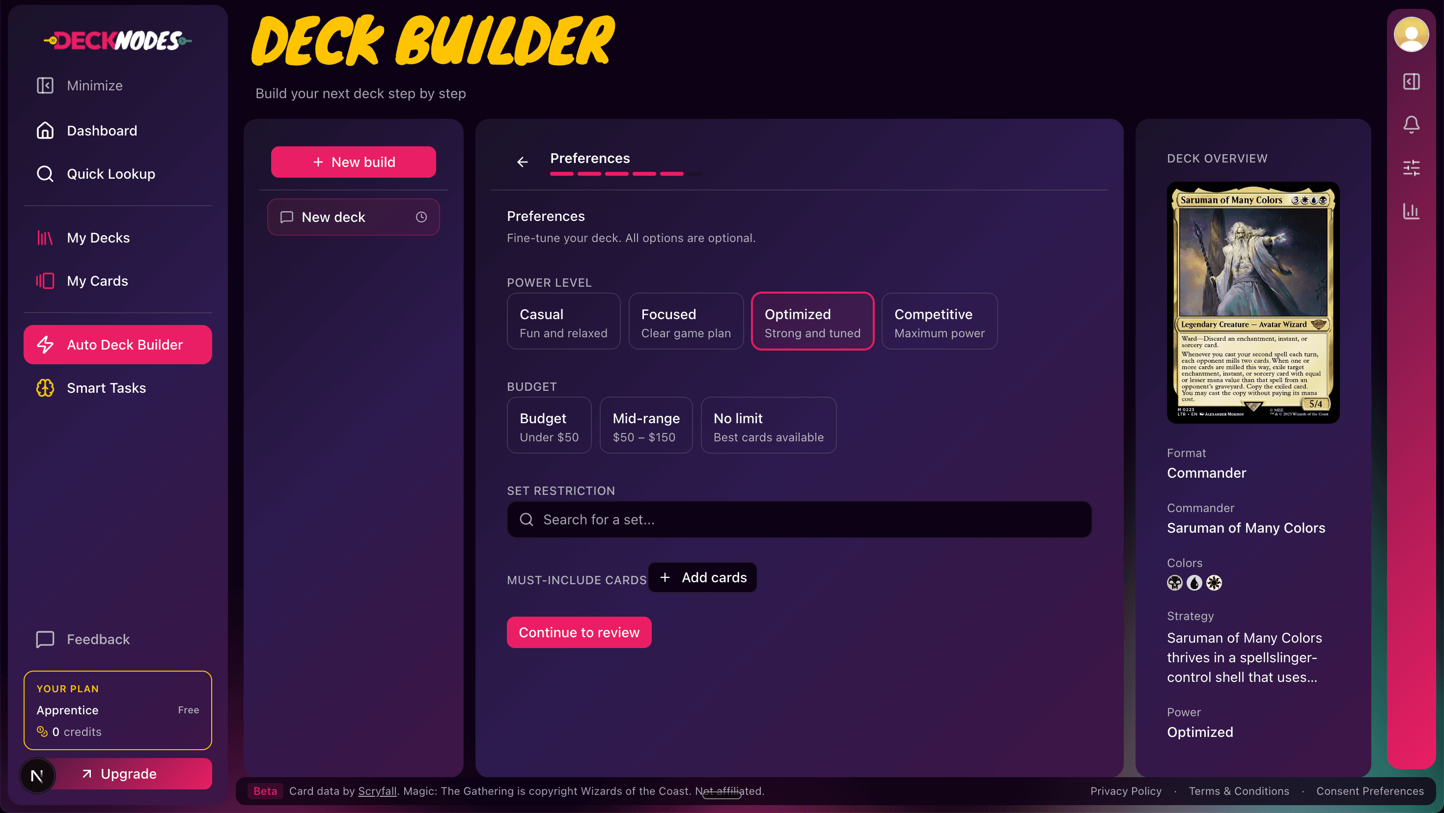 Generating a deck from a written prompt